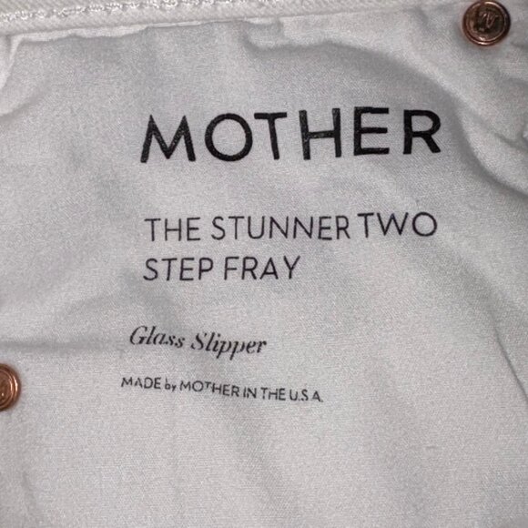 MOTHER The Stunner Two Step Fray Jeans Size 25 Glass Slipper White - Picture 10 of 16